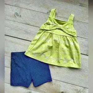 Carter's Girls Baby 2pc Jersey Tank with Bow & Bike Short Set Size 18M NWT